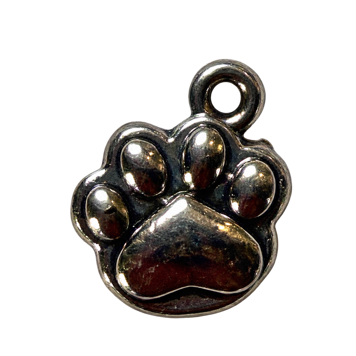 Silver Paw charm — natural silver charm on transparent background