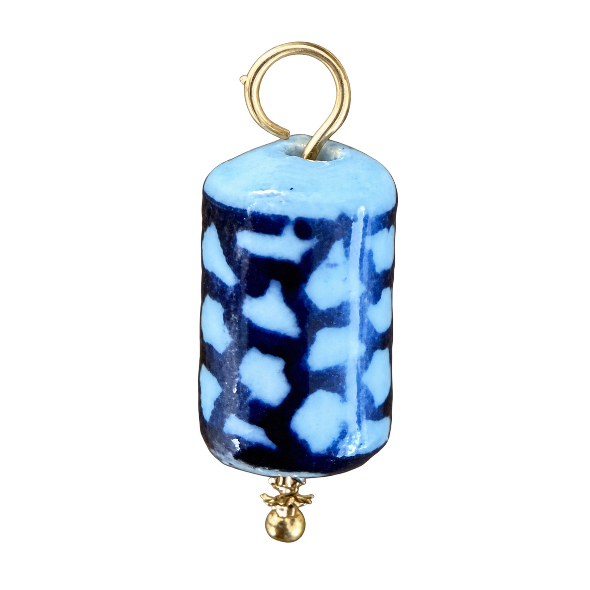Assorted Floral ceramic charm — Round tube — natural color, transparent background