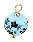 Assorted Floral ceramic charm — Black flower round — natural color, transparent background
