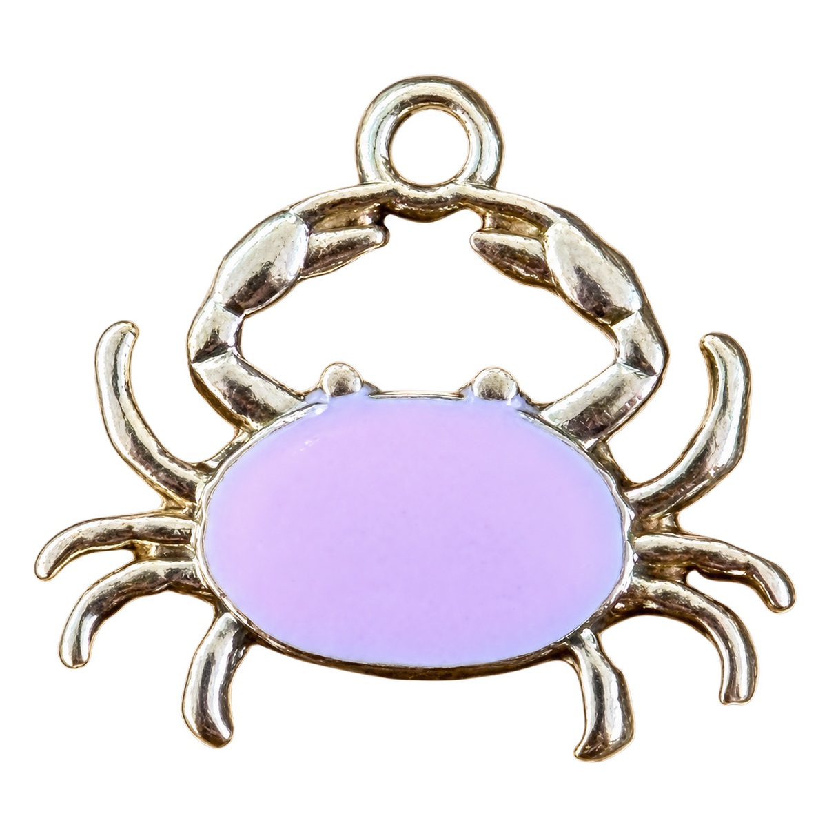 Pink belly crab charm — natural color, transparent background