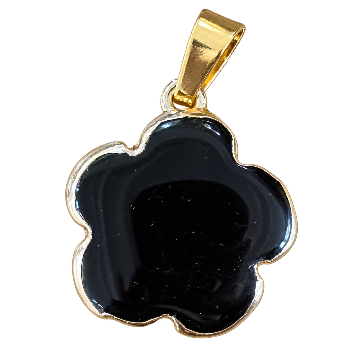 Black flower charm — natural color, transparent background