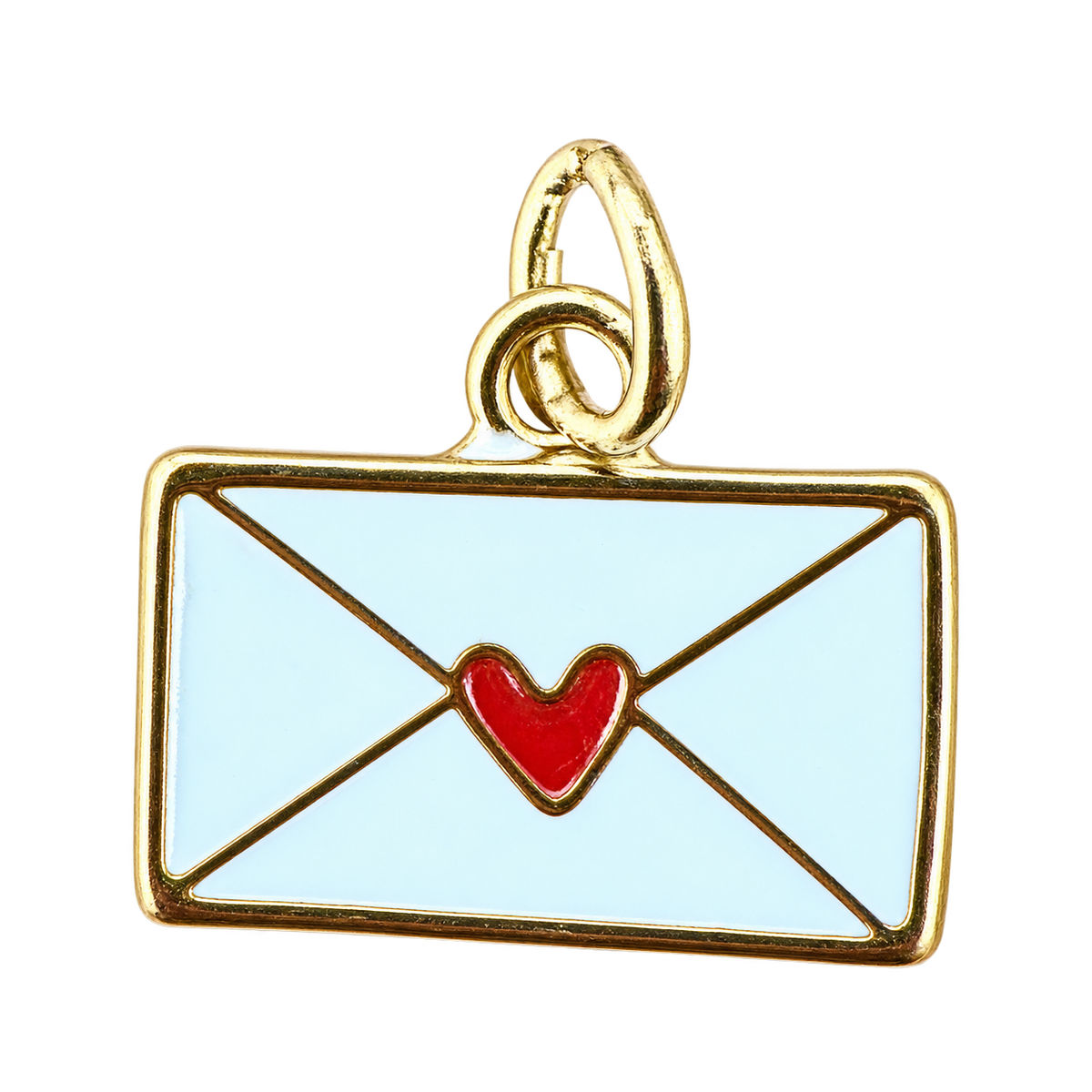 Envelope with red heart charm — natural color, transparent background