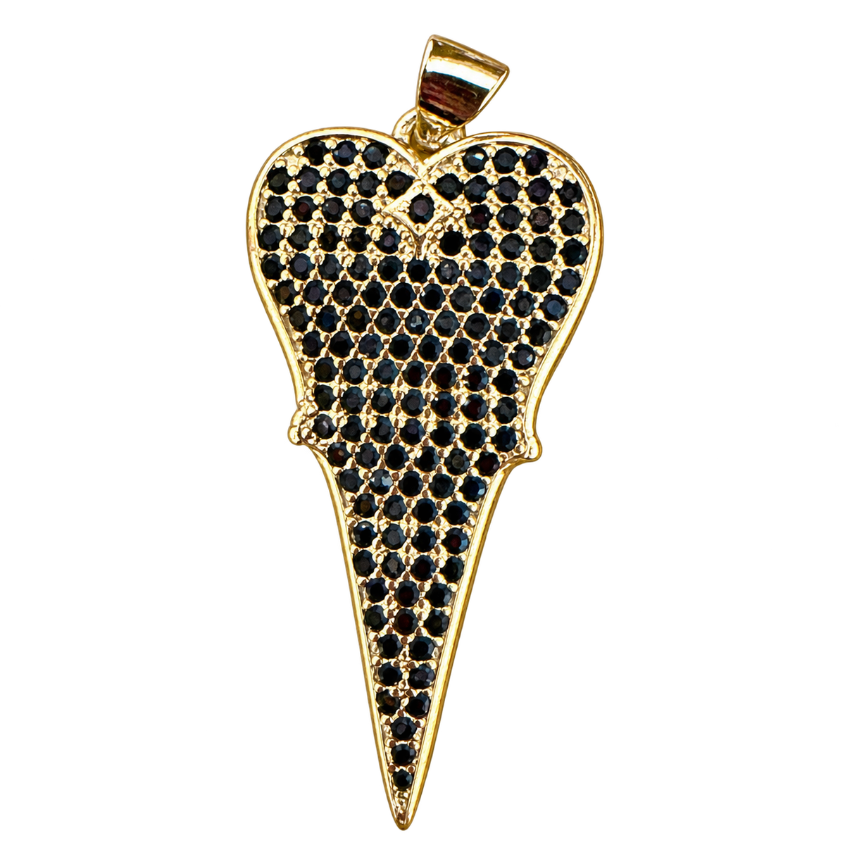 Diamond Shark tooth charm — Long black diamond tooth — natural color, transparent background