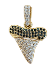 Diamond Shark tooth charm — Small black top tooth — natural color, transparent background