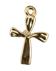 Silver and gold Tiny cross with center gem charm — Gold — natural color, transparent background