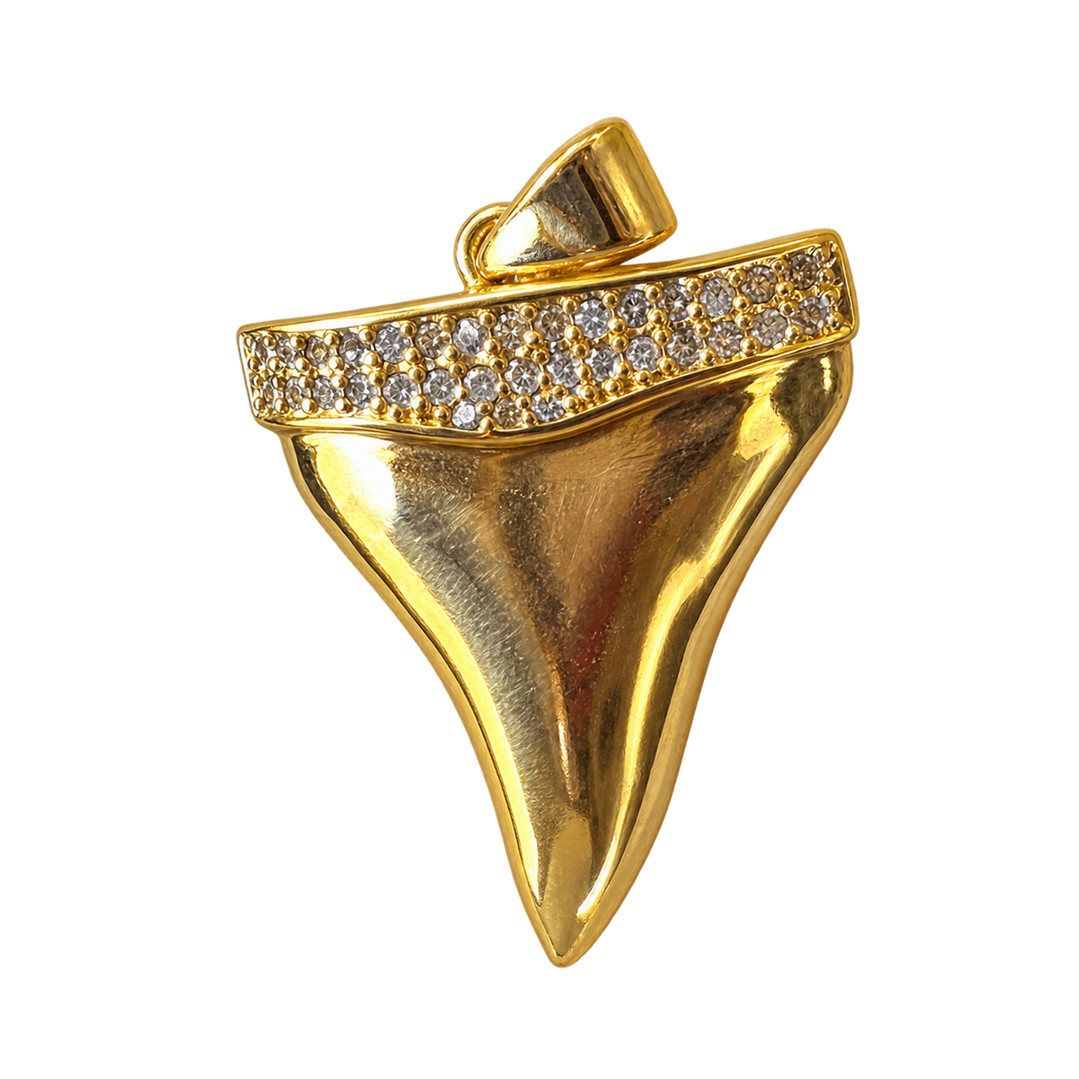 Diamond Shark tooth charm — Big White diamond top gold bottom — natural color, transparent background