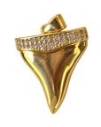 Diamond Shark tooth charm — Big White diamond top gold bottom — natural color, transparent background