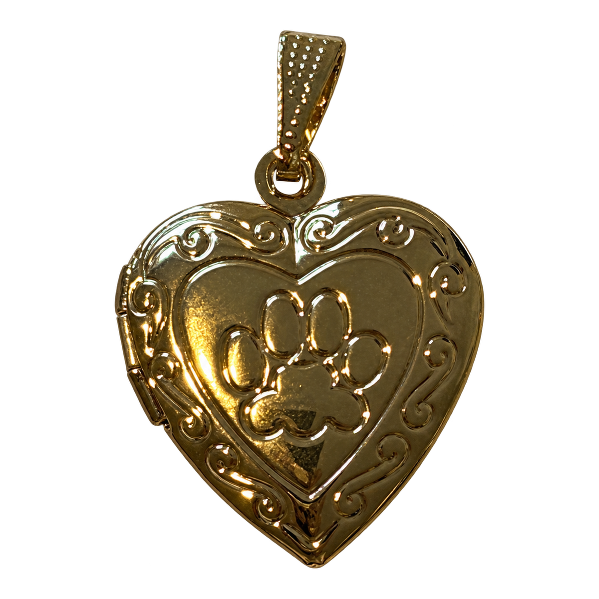 Paw heart locket charm on transparent background