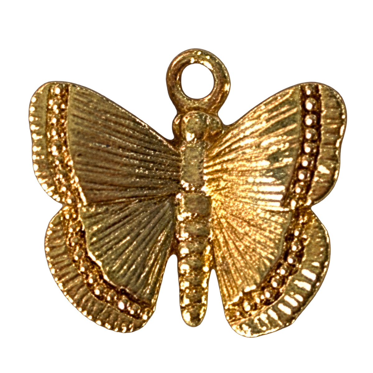 SMALL GOLD BUTTERFLY CHARM on transparent background