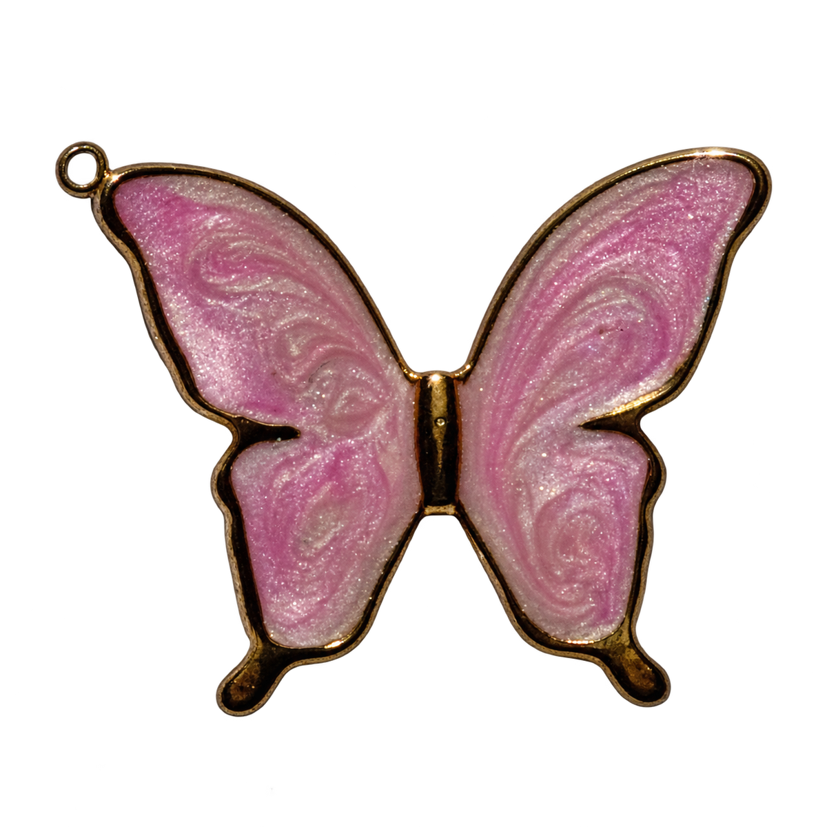PINK BUTTERFLY CHARM on transparent background
