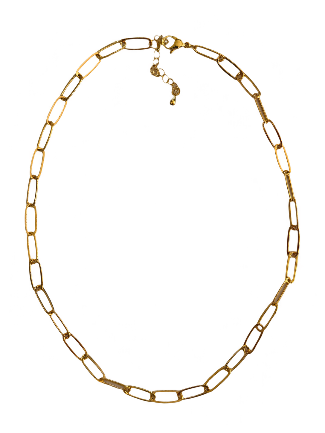 Thin Link Paperclip Necklace on a transparent background
