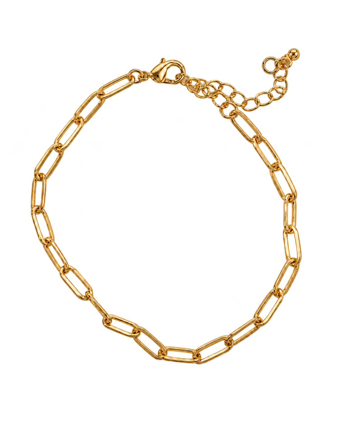 Thin Link Paperclip Bracelet on a transparent background