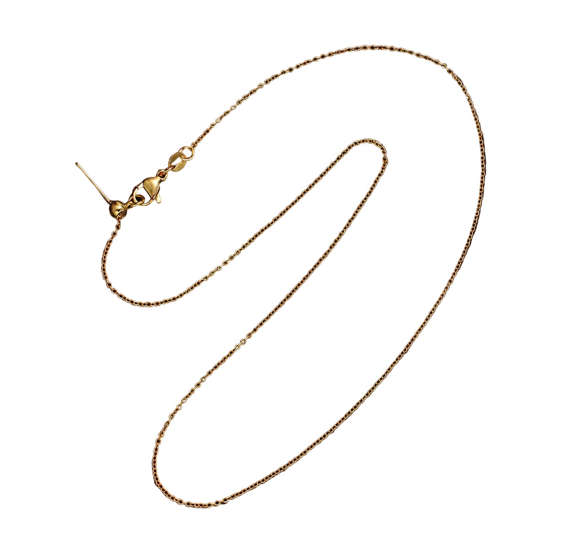 Gold filled Flat thin cable chain on a transparent background
