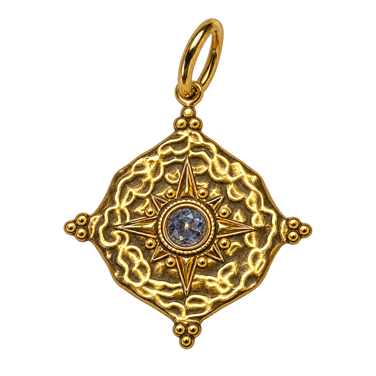April gold compass birthstone charm, transparent background