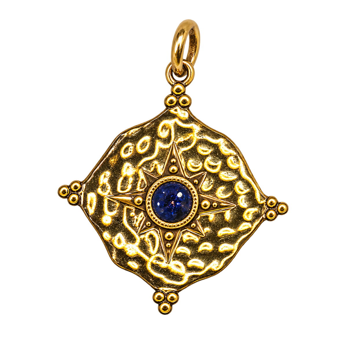February gold compass birthstone charm, transparent background