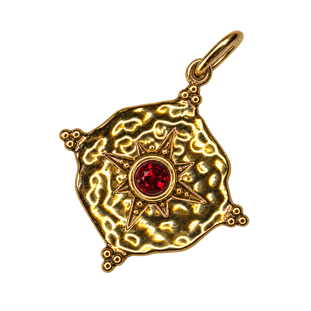 January gold compass birthstone charm, transparent background