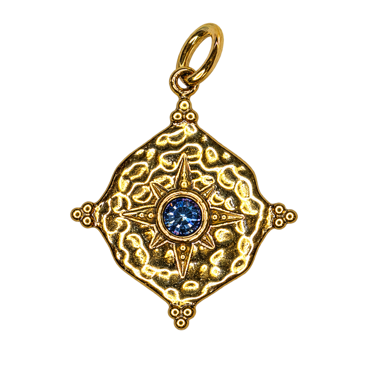 March gold compass birthstone charm, transparent background