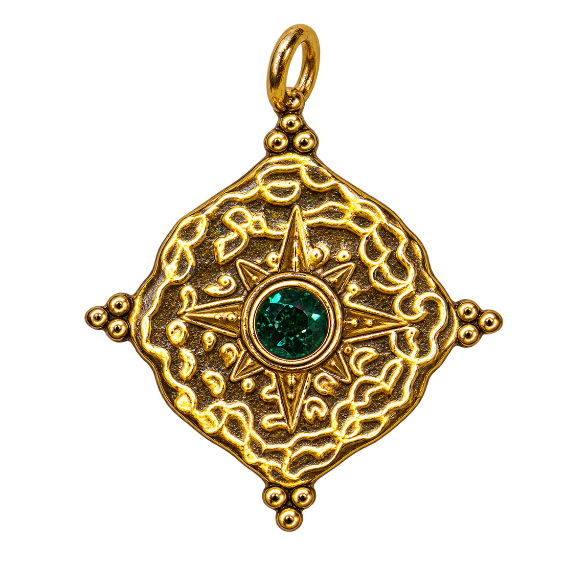 May gold compass birthstone charm, transparent background