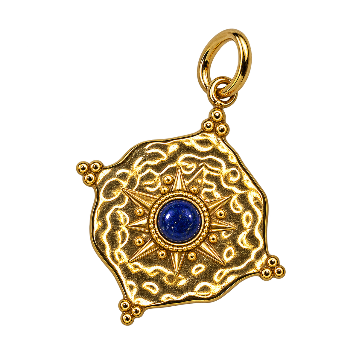 September gold compass birthstone charm, transparent background