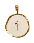 White Circle Cross charm with natural color on transparent background