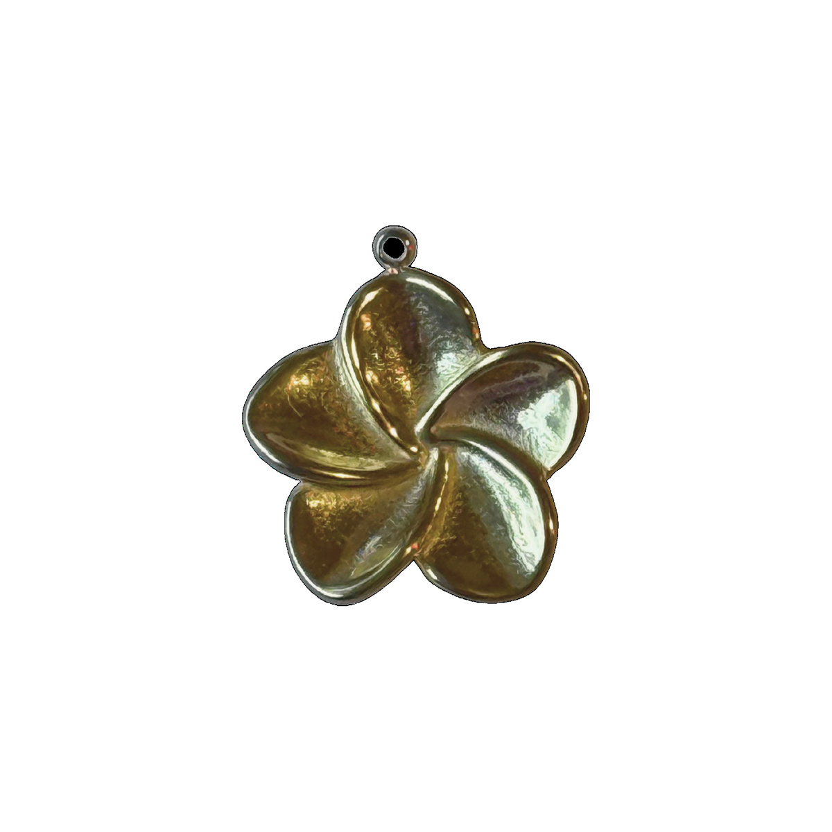 Gold plumeria Hawaiian Flower Charm natural full edit on transparent background