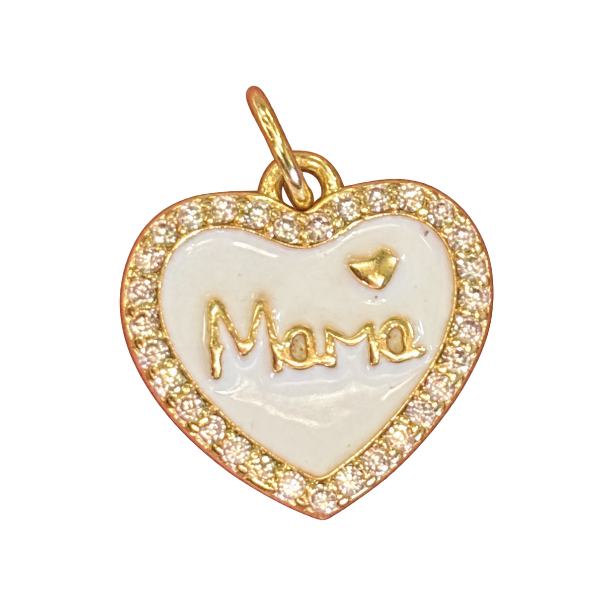 White Mama Heart Charm on transparent background