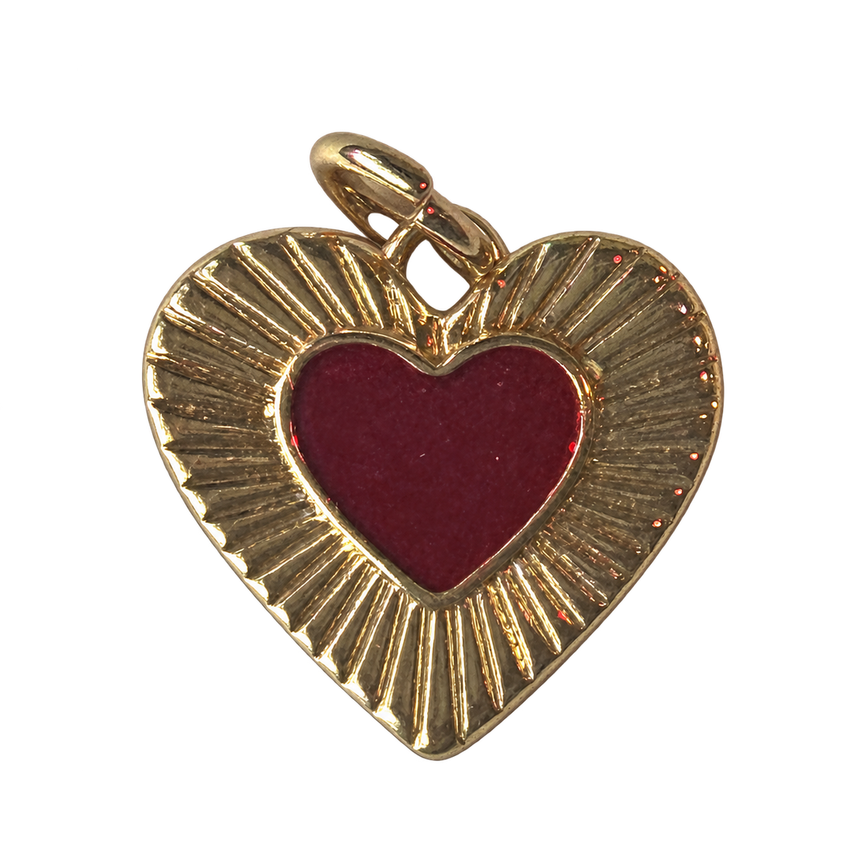 Dark pink centered heart Charm, natural transparent charm image