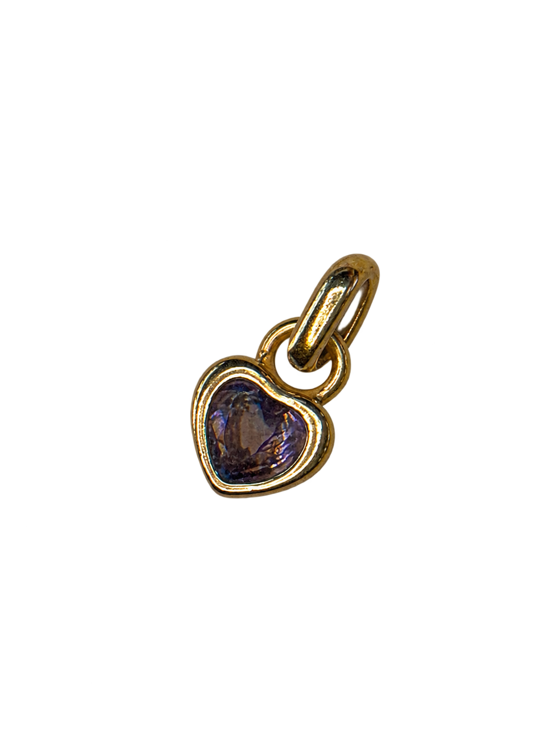 February gold heart birthstone charm on transparent background