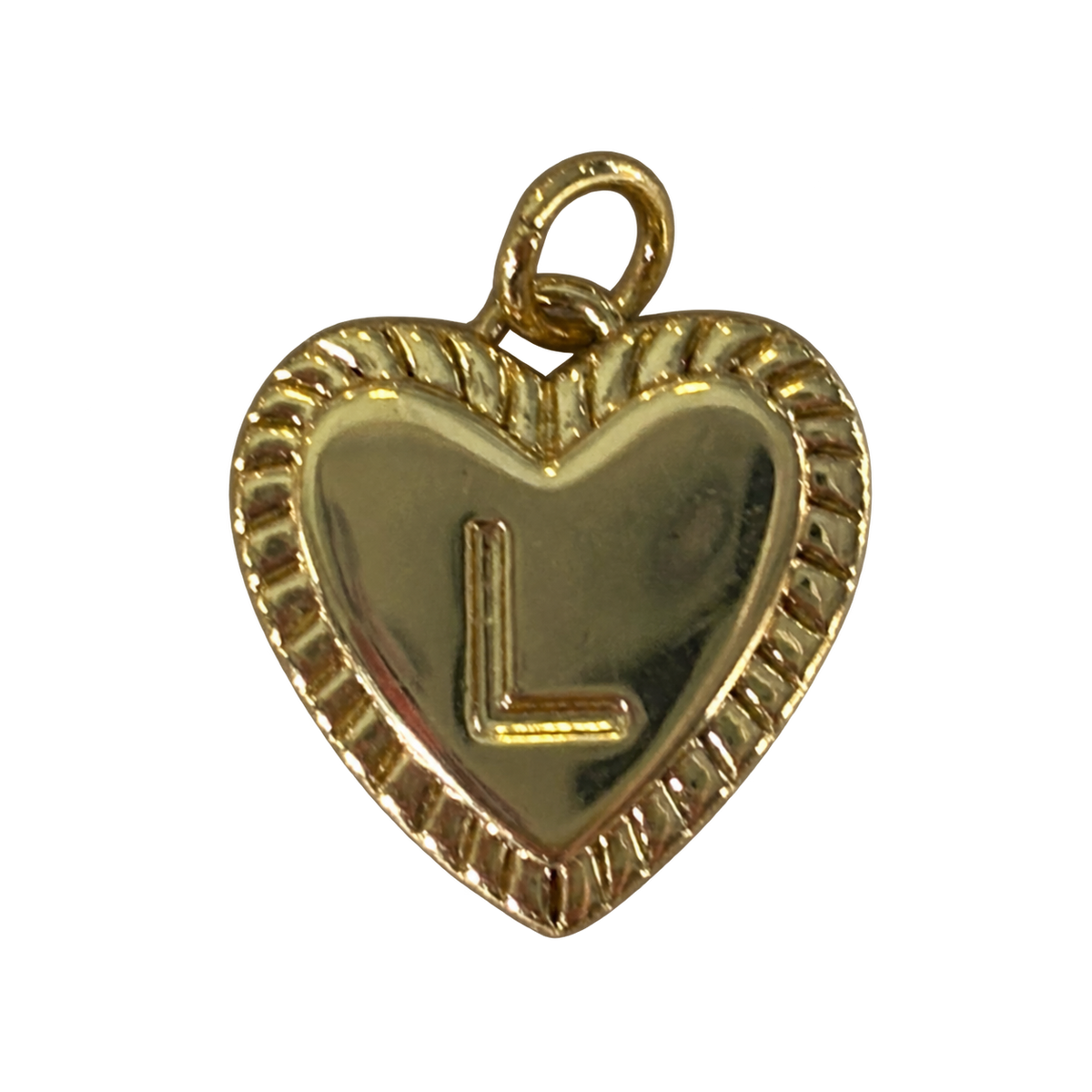 Heart filled letter L charm natural transparent image