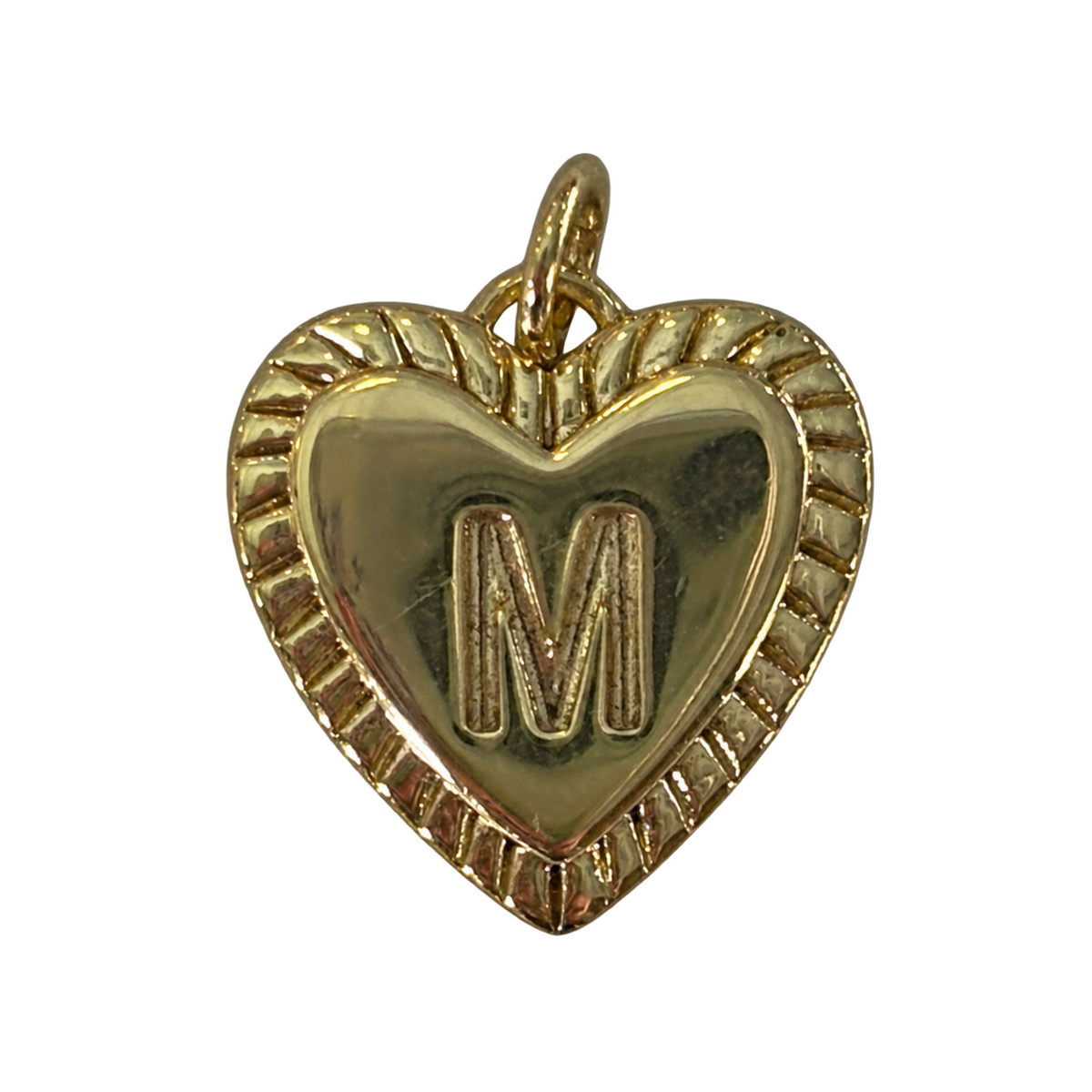 Heart filled letter M charm natural transparent image