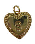 Gold heart filled letter S charm on transparent background