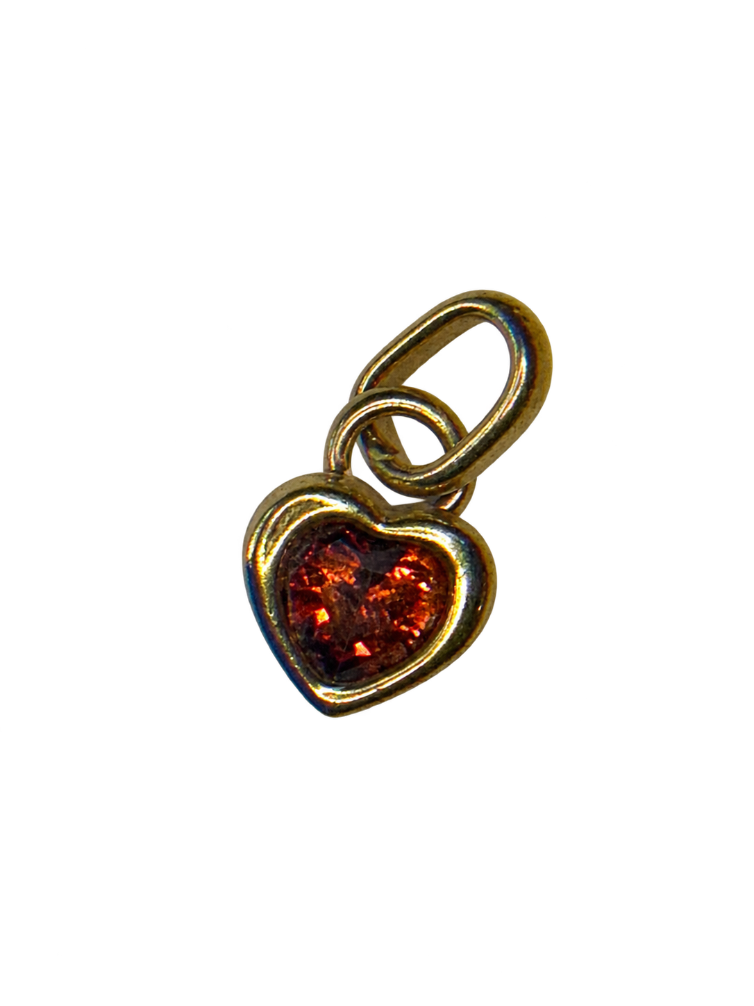 January gold heart birthstone charm on transparent background