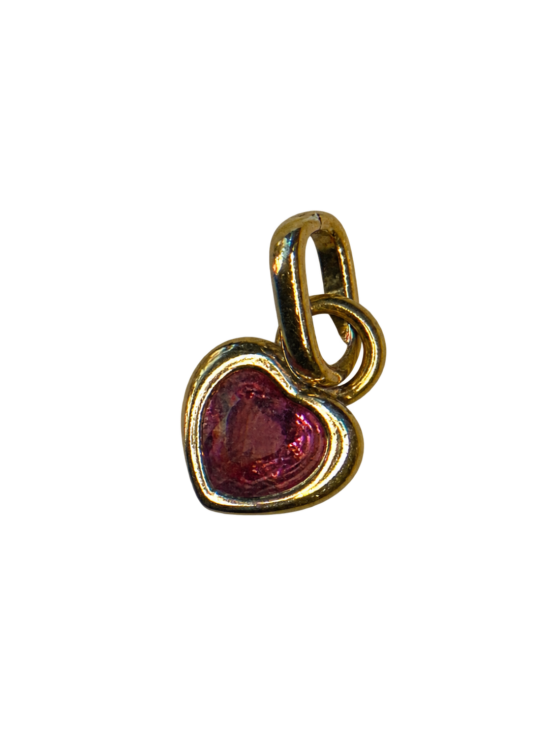 July gold heart birthstone charm on transparent background