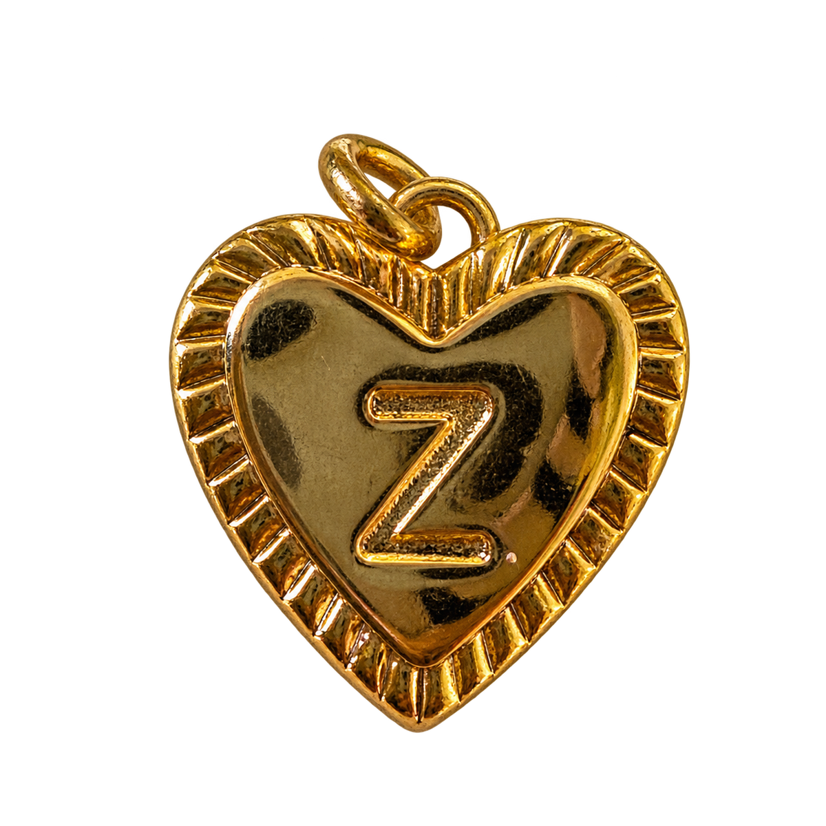 Gold heart letter Z charm on transparent background