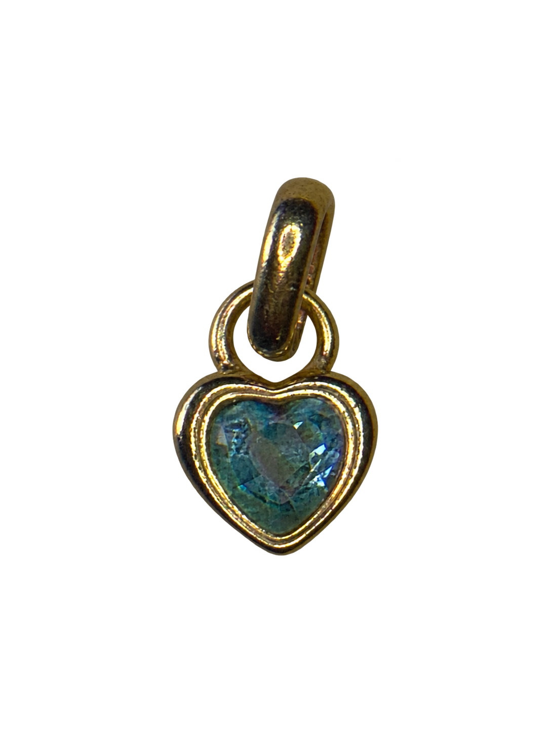 March gold heart birthstone charm on transparent background