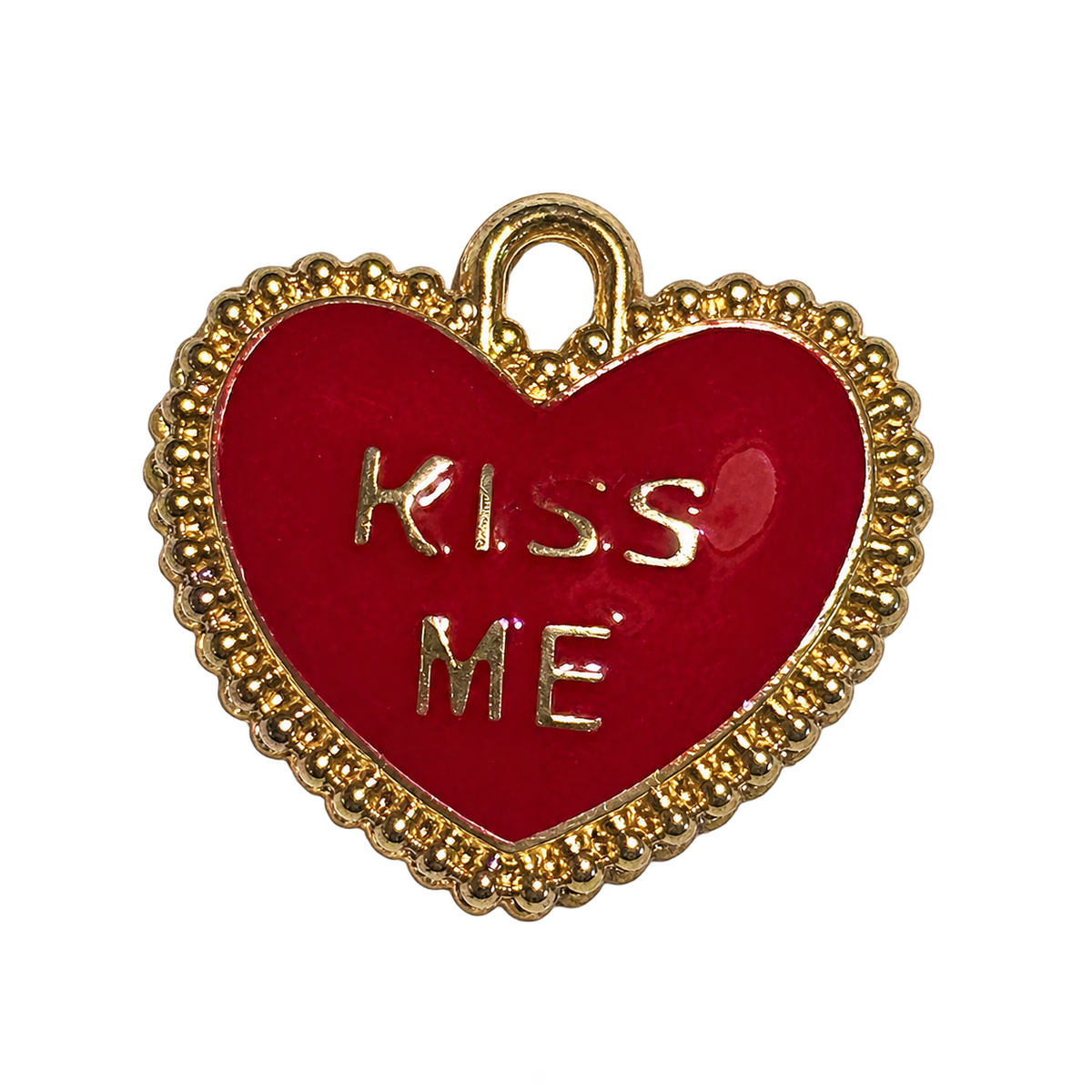 KISS ME HEART charm on transparent background