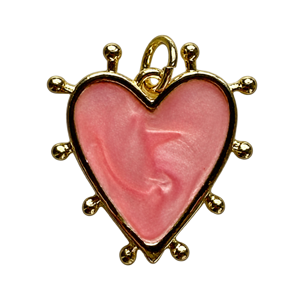 Pink poky Heart charm on transparent background