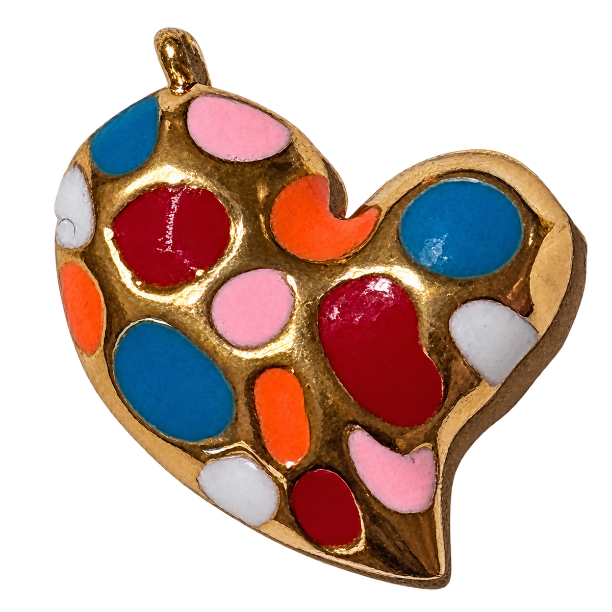 Colorful dot heart Charm on transparent background