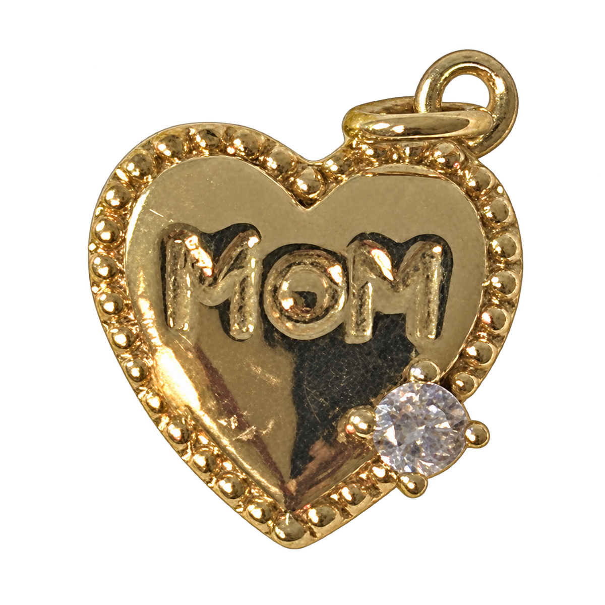 Mom Heart with Diamond Charm on transparent background