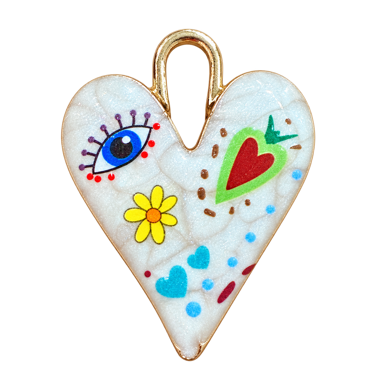 Painted Heart Charm on transparent background