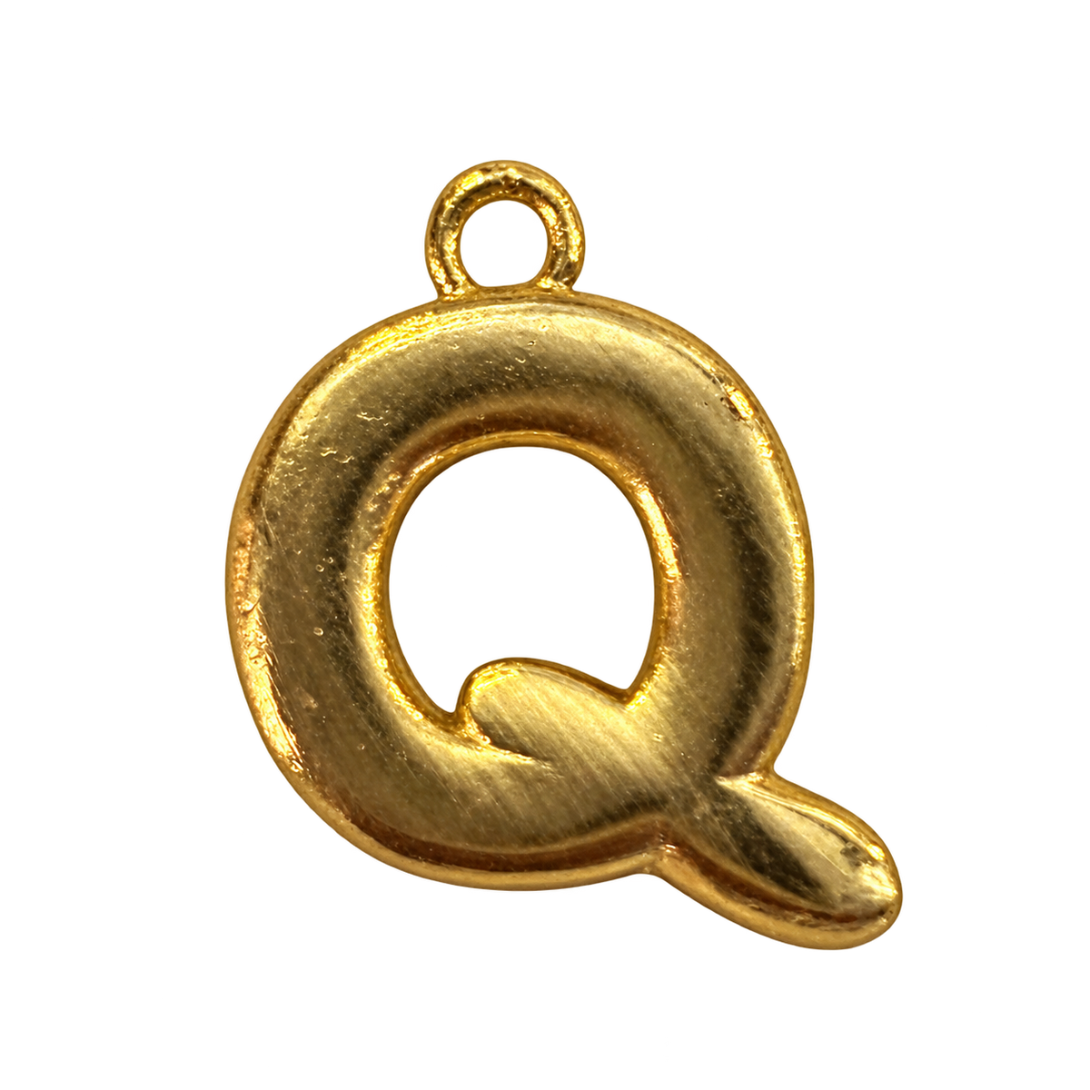 Gold jumbo bubble letter Q charm fully edited transparent cutout