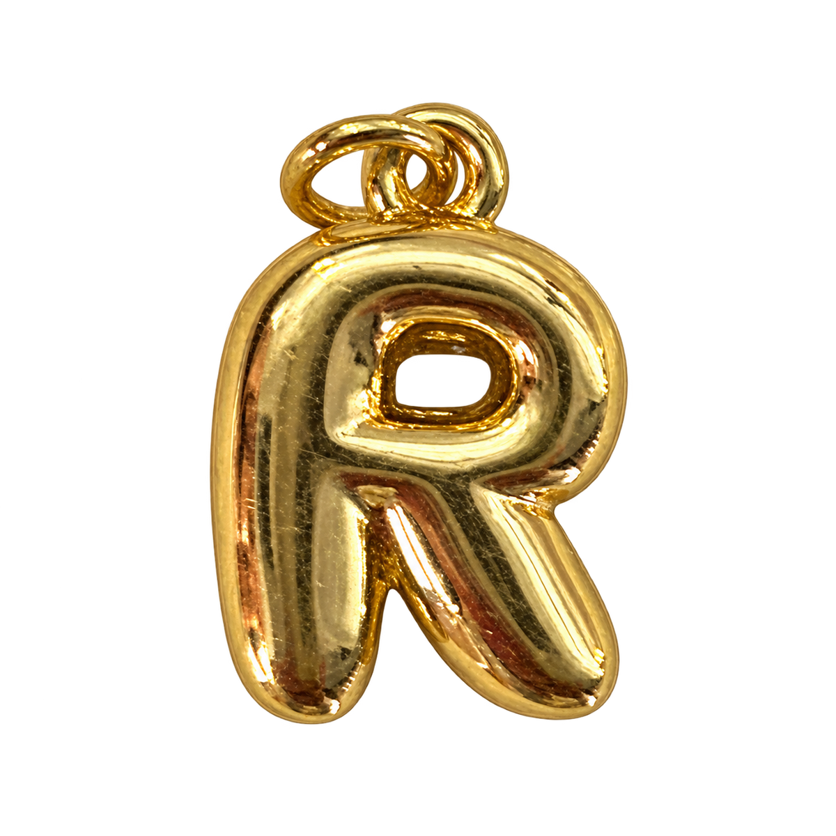 Gold jumbo bubble letter R charm fully edited transparent cutout