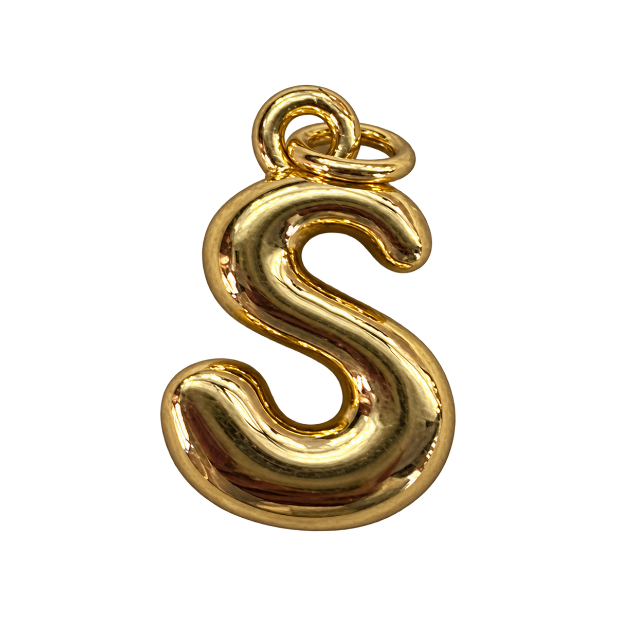 Gold jumbo bubble letter S charm fully edited transparent cutout