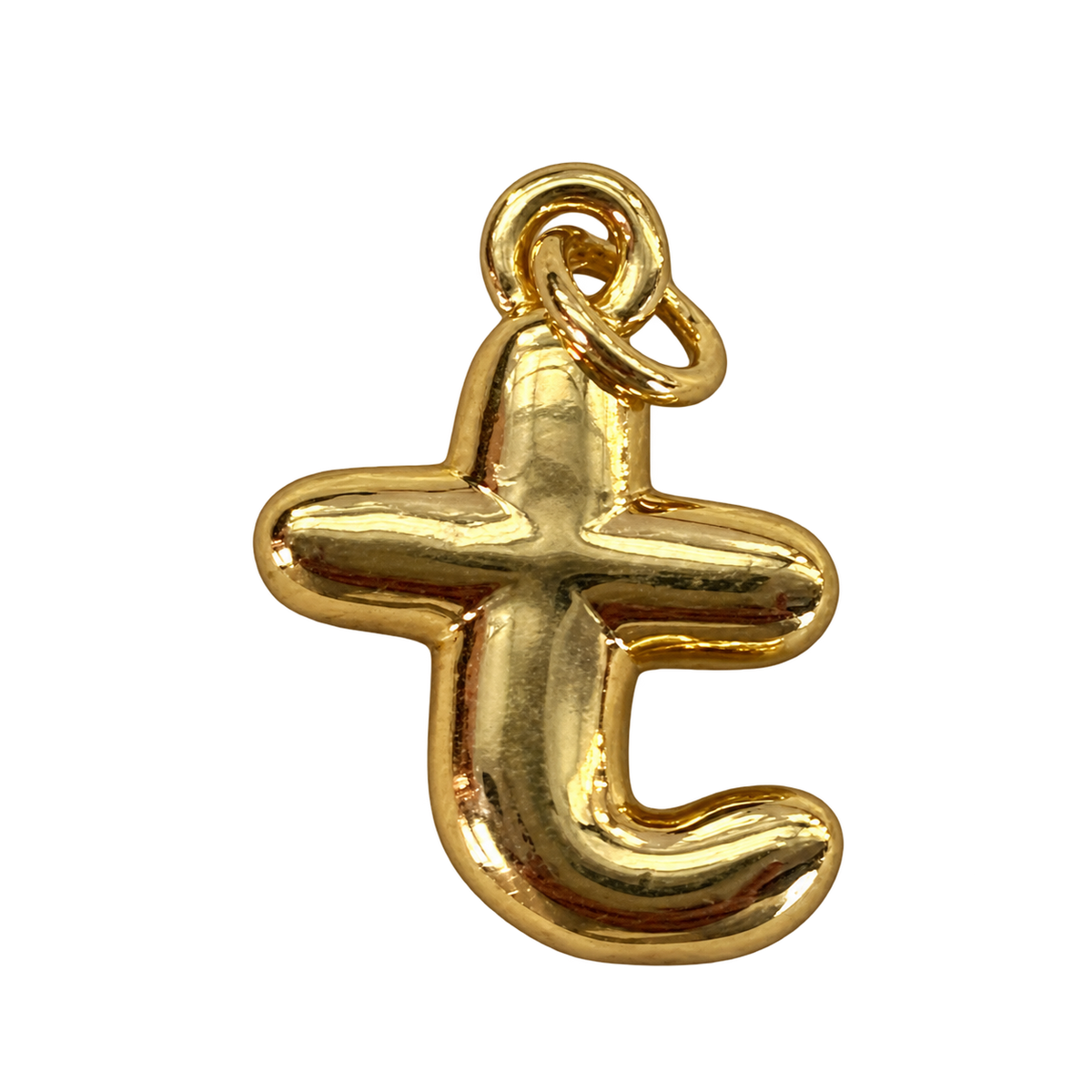 Gold jumbo bubble letter T charm fully edited transparent cutout