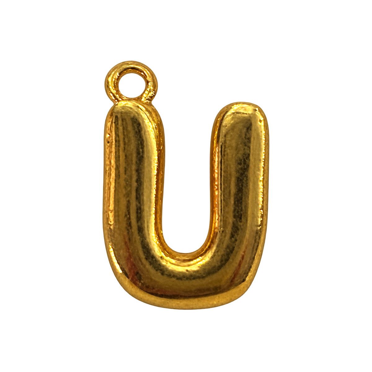 Gold jumbo bubble letter U charm fully edited transparent cutout