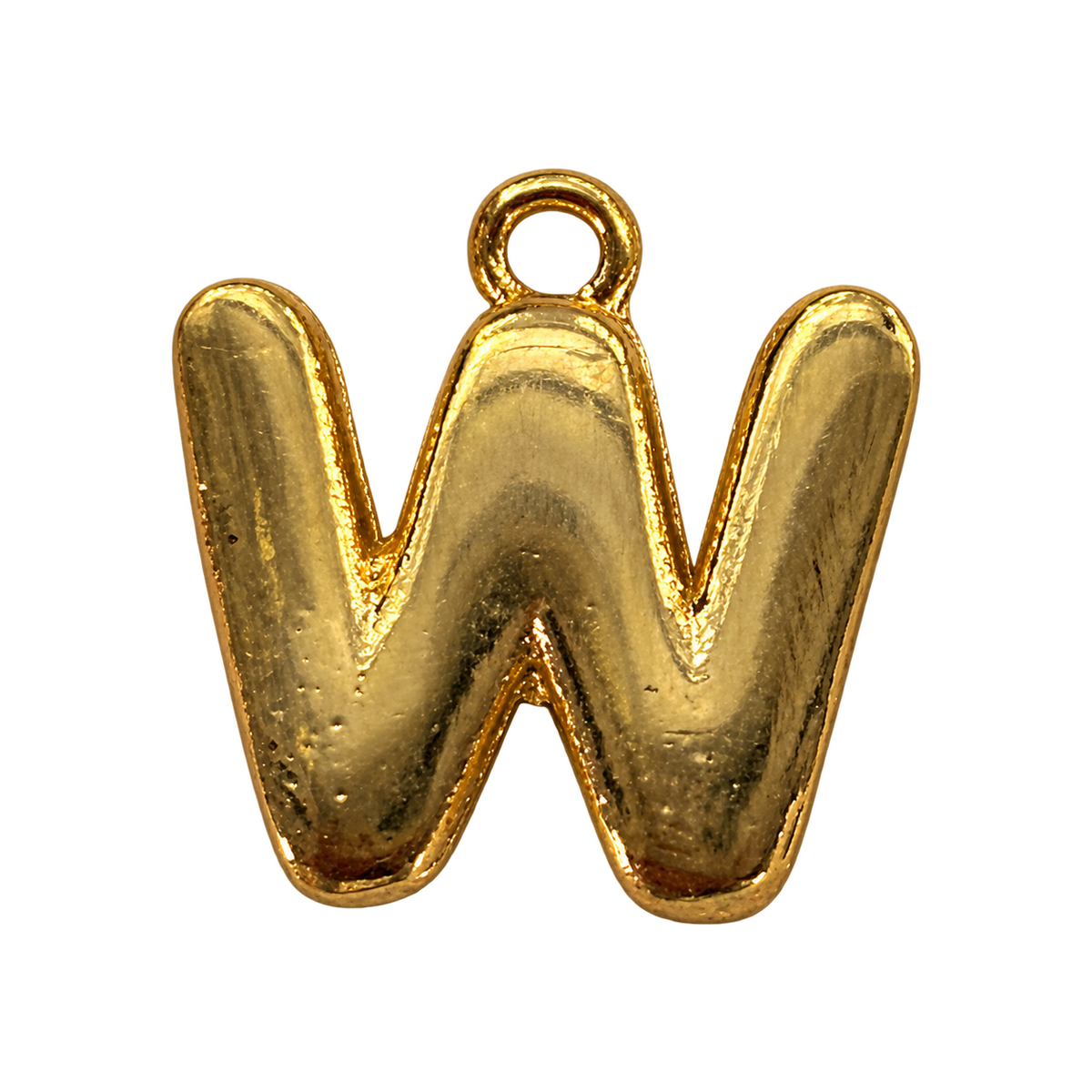 Gold jumbo bubble letter W charm fully edited transparent cutout