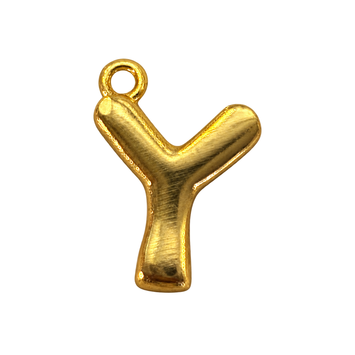 Gold jumbo bubble letter Y charm fully edited transparent cutout