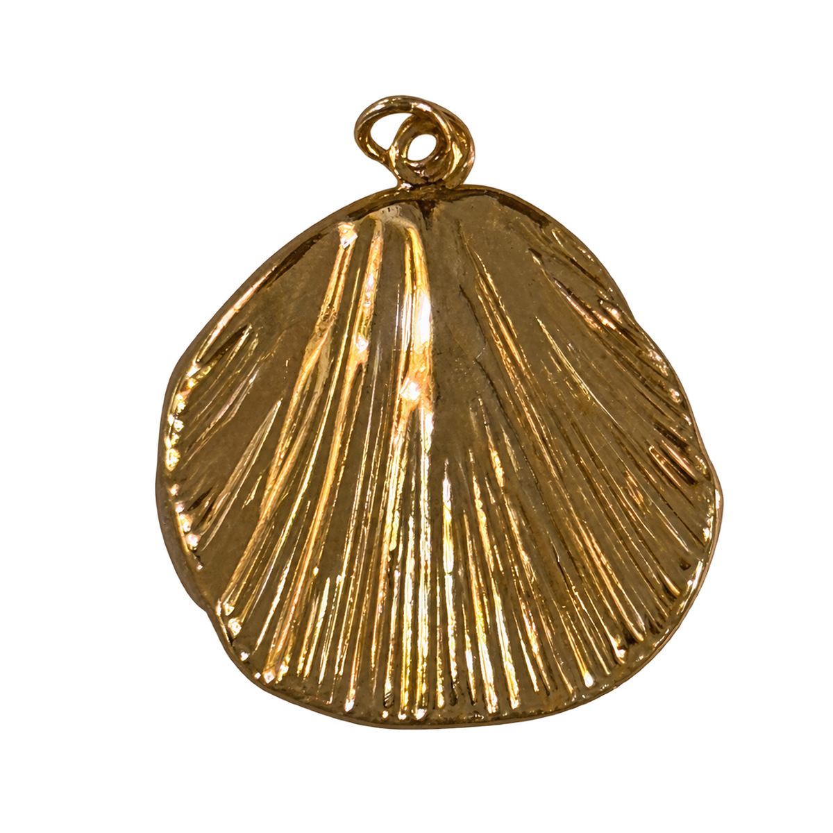 LEAF charm with original grooves and natural gold texture, transparent background