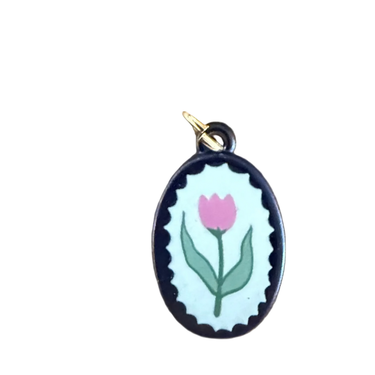 Pink tulip charm (flower) on transparent background