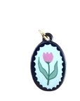 Pink tulip charm (flower) on transparent background